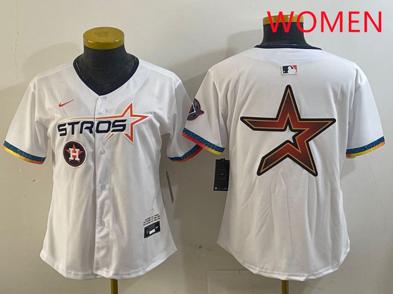 Women Houston Astros Blank White Fourth generation Joint Name 2025 Nike MLB Jersey style 12->women mlb jersey->Women Jersey